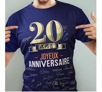 T-SHIRT À DÉDICACER 20ANS ANNIVERSAIRE HOMME XL XL Blanc