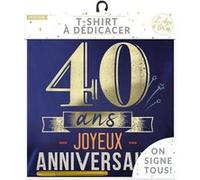 t-shirt à dédicacer 40ans anniversaire homme xl - - blanc - sud trading cd7715+40 Blanc G