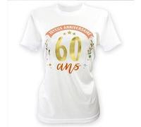 t-shirt à dédicacer polyester 60ans femme - m/l - blanc - sud trading cd7716+60 Blanc