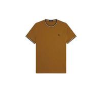 T-shirt Ã double liserÃ© contrastÃ© Fred Perry Marron L