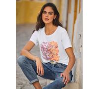 T-shirt à encolure ronde motif imprimé - Mandarin - blanc BLANC 48