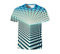 T-Shirt à Impression 3D Illusion d'optique, Tee-Shirt Graphique Spirale et géométrique Original, Haut à Manches Courtes décontracté et Amusant pour Homme et Femme