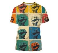 T-Shirt à Impression 3D Poing de Protestation pour Hommes/Femmes égalité et militantisme Tee-Shirt Graphique Original à Manches Courtes décontracté
