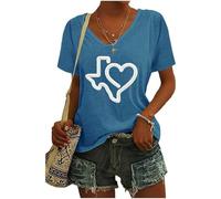 T-Shirt à imprimé Fort du Texas Priez pour Le Tee-Shirt Texas Positif inondable pour Les Femmes (Blue M)
