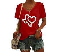 T-Shirt à imprimé Fort du Texas Priez pour Le Tee-Shirt Texas Positif inondable pour Les Femmes (Red S)