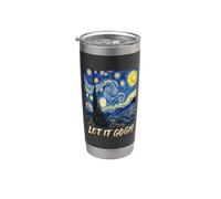 T-shirt à jeu de mots amusant Let It Gogh Swirling Sky Night Art Lover 4 Gobelet isotherme en acier inoxydable double paroi