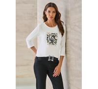 T-shirt à manches 3/4 imprimé avec pierres brillantes fantaisie - Rick Cardona - écru ÉCRU 46