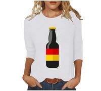 T-shirt à manches 3/4 pour femme Oktoberfest - Style vintage bavarois - Costume national de pirate - Vêtement de fête rétro - Streetwear, Blanc., 5XL
