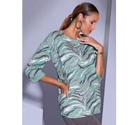 T-shirt à manches 3/4 pur coton - Creation L - jade-graphite imprimé JADE-GRAPHITE IMPRIMÉ 38