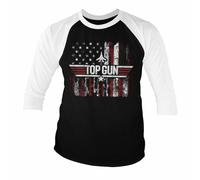 T-Shirt À Manches 3/4 Top Gun - Amérique Officiellement Licencié Tailles S-XXL