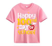 T-shirt à manches bouffantes pour femme 100th Day of School Celebration pour filles et garçons T-shirt pour enfants T-shirt amusant chiffres colorés T-shirt fille 74, Rose, 2-3 ans