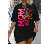 T-shirt à manches courtes à imprimé lettres grande taille "AMOUR, COMPRÉHENSION, PATIENCE, DOUX, AFFECTUEUX, COMPATISSANT, ALTRUISTE, TRAVAILLEUR, PROTECTEUR, FORT, BEAU, AIMÉ". Hauts graphiques pour 