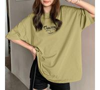 T-shirt à manches courtes ample avec impression de lettres "Mille CHEFS-D'ŒUVRE DU TRAVAILLEUR" T-shirt d'été oversize style preppy L,M,S,XLLettres,SloganÉtoffe