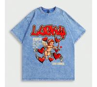 T-shirt à manches courtes avec ange et flocon de neige frit pour hommes, convient pour le port quotidien, le printemps et l'été, l'école L,M,S,XL,XXLCartoon,Portrait,Géométrique,LettresCoton