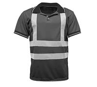 T-shirt à manches courtes avec bande réfléchissante haute visibilité pour homme, noir, XX-Large