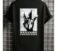 T-shirt à manches courtes avec impression du geste de la main créative pour homme casual grande taille, polyvalent pour le trajet 2XL,3XL,4XL,5XL,6XLPortrait,Halloween,LettresTissu tricoté