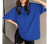 T-shirt à manches courtes avec imprimé lettres "Mille CHEFS-D'ŒUVRE DU TRAVAILLEUR" pour femmes, t-shirt oversize d'été style preppy L,M,S,XL,XSLettres,SloganÉtoffe