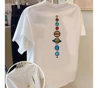 T-shirt à manches courtes avec un design du système solaire montrant des impressions stylisées des huit planètes principales - un t-shirt de printemps et d'été pour femmes, un article L,M,S,XL,XXL,XXX