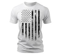 T-shirt à manches courtes basiques avec drapeau américain - Coupe droite - Style urbain - T-shirt d'extérieur pour homme - Respirant - Coupe ajustée - T-shirt de sport - Chemise de loisirs - Chemise