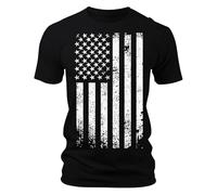 T-shirt à manches courtes basiques avec drapeau américain - Coupe droite - Style urbain - T-shirt d'extérieur pour homme - Respirant - Coupe ajustée - T-shirt de sport - Chemise de loisirs - Chemise