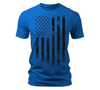 T-shirt à manches courtes basiques avec drapeau américain - Coupe droite - Style urbain - T-shirt d'extérieur pour homme - Respirant - Coupe ajustée - T-shirt de sport - Chemise de loisirs - Chemise