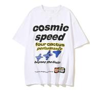 T-Shirt À Manches Courtes Blanc Homme avec Texte Et Design Graphique, Adapté À La Tenue De Rue Décontractée pour Les Amateurs De Mode, avec Un Style d'art Futuriste Et Une Coupe Lâche-color02||l