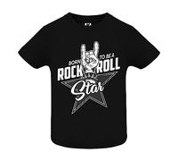 T-shirt à manches courtes Born to be a Rock & Roll Star pour bébé Noir Main cornue Mailoik, Noir , 18 mois