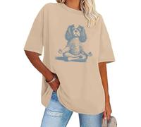 T-shirt à manches courtes Cavalier King Charles Spaniel avec motif chien mignon pour amoureux des chiens, kaki, XL