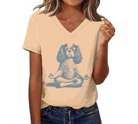 T-shirt à manches courtes Cavalier King Charles Spaniel avec motif chien mignon pour amoureux des chiens, Kaki-V, 3XL