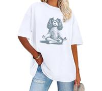T-shirt à manches courtes Cavalier King Charles Spaniel avec motif chien mignon pour amoureux des chiens, blanc, XL