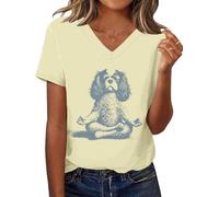 T-shirt à manches courtes Cavalier King Charles Spaniel avec motif chien mignon pour amoureux des chiens, Jaune crémeux - V, XL