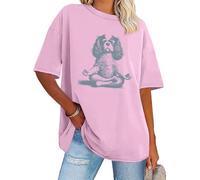 T-shirt à manches courtes Cavalier King Charles Spaniel avec motif chien mignon pour amoureux des chiens, rose, L