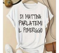 T-shirt à manches courtes col rond avec citation inspirante "Parle-moi l'après-midi" pour femmes, printemps/été L,M,S,XL,XSLettresTissu tricoté