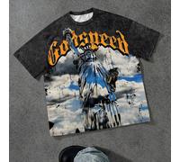 T-shirt à manches courtes, col rond, style sportif de rue minimaliste graffiti, lettres anglaises manuscrites, style Y2K, adapté pour l'été, pour garçon adolescent 14Y,13Y,16Y,15Ygraphique,LettresÉtof