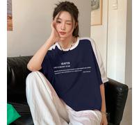 T-shirt à manches courtes color block avec impression de lettres "HEARTEN LA VIE EST FAITE POUR ÊTRE PROFITÉE ET NOUS DEVRIONS TIRER LE MEILLEUR PARTI DE CHAQUE INSTANT ET CHÉRIR LES PERSONNES ET LES 