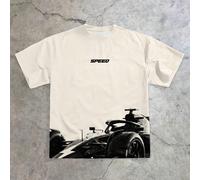 T-shirt à manches courtes coupe ample grande taille avec impression silhouette de voiture de course F1 pour hommes, blanc, été, graphique, streetwear, mode décontractée pour city break 2XL,3XL,4XL,5XL