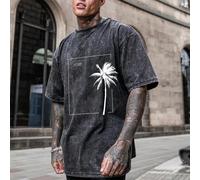 T-shirt à manches courtes décontracté pour hommes avec imprimé rétro du drapeau américain, style emo des années 2000 L,M,S,XL,XS,XXL,XXXLTropicalÉtoffe