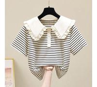 T-shirt à manches courtes d'été pour filles, nouvelle blouse élégante à ourlet volanté rayé, col Claudine, tenue douce pour la rentrée scolaire, vêtements pour filles, chemise Ramadan, t-shirt Ramadan