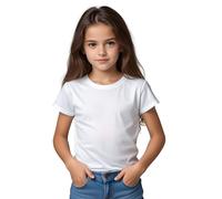 T-shirt à manches courtes en coton biologique pour filles - T-shirt éternel 175 g/m indéformable et élégant pour filles, blanc, 6 ans