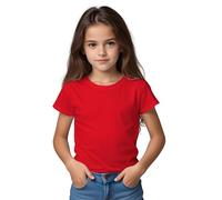 T-shirt à manches courtes en coton biologique pour filles - T-shirt éternel 175 g/m indéformable et élégant pour filles, rouge, 4 ans