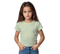 T-shirt à manches courtes en coton biologique pour filles - T-shirt éternel 175 g/m indéformable et élégant pour filles, Vert (Mist), 4 ans