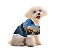 T-shirt à manches courtes en coton doux imprimé paysage de pêche pour chihuahuas, chiots et petites races de chiens