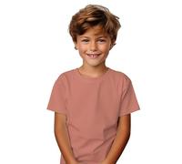 T-shirt à manches courtes en coton pour garçons et filles - T-shirt éternel 190 g/m durable, ne se déforme pas et élégant, Argile orange, 10 ans