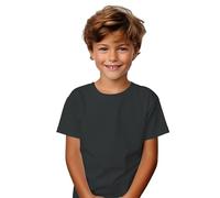 T-shirt à manches courtes en coton pour garçons et filles - T-shirt éternel 190 g/m durable, ne se déforme pas et élégant, Plomb, 8 ans