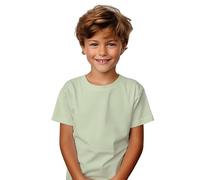T-shirt à manches courtes en coton pour garçons et filles - T-shirt éternel 190 g/m durable, ne se déforme pas et élégant, Mist, 12 ans