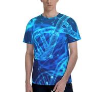 T-shirt à manches courtes et col rond avec chaîne ADN pour homme - Style décontracté - Pour l'été - Diverses occasions, Noir , L