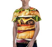 T-shirt à manches courtes et col rond avec imprimé amusant, tendance, décontracté, été, confortable, usage quotidien, Noir , S