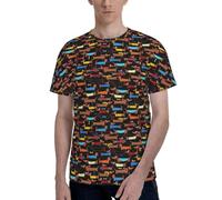 T-shirt à manches courtes et col rond avec imprimé « I Love My Dog » - Motif teckels - Tendance - Décontracté - Confortable - Pour un usage quotidien, Noir , S