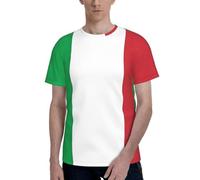 T-shirt à manches courtes et col rond avec poche pour homme Motif drapeau de l'Italie, Noir , XXL
