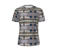 T-shirt à manches courtes et col rond en maille Four Birds pour homme - T-shirt athlétique actif pour entraînement de gym, Noir , L